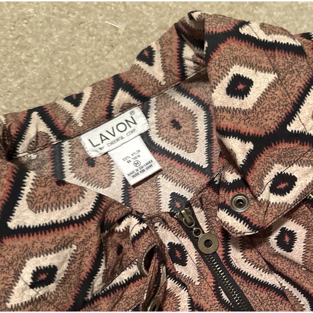 Vtg Lavon By Cheerful Corp Women Bomber Jacket Size Medium Tribal Earth Tones M
